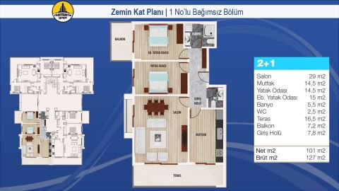 Sedir Apartmanı, Zemin Kat Planı