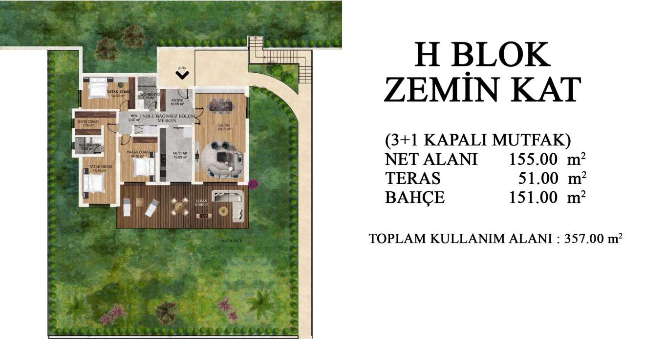 Vadi Marmaris, H Blok, Zemin Kat Planı